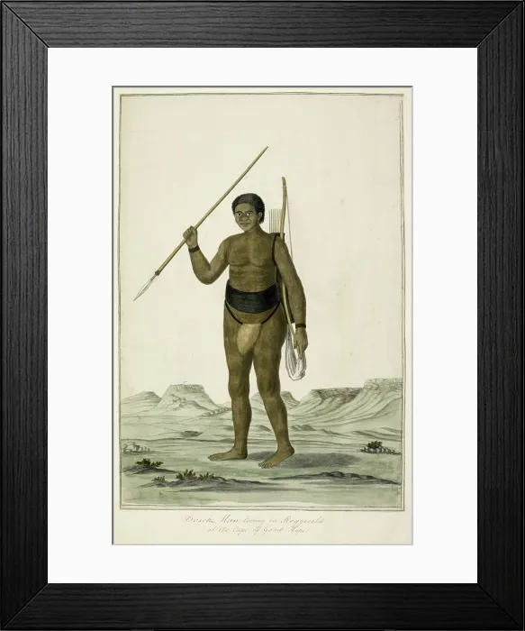 Framed Print : Bosch Man living in the Roggeveld [Rogefeldt], at the Cape of Good Hope, c1776-1777. Creator: Johannes Schemaker
