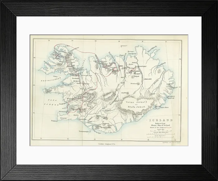 Framed Print : Iceland, Reduced from Olsens Map of Iceland, 1867. Creator: Edward Weller. Iceland, Reduced from Olsens Map of Iceland, 1867. Creator: Edward Weller Framed Print : Iceland, Reduced from Olsens Map of Iceland, 1867. Creator: Edward Weller. Iceland, Reduced from Olsens Map of Iceland, 1867. Creator: Edward Weller