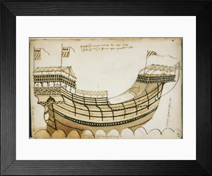 Framed Print : Drawing of a ship, c1447-1449. Creator: Unknown Framed Print : Drawing of a ship, c1447-1449. Creator: Unknown