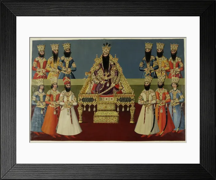 Framed Print : Fath Ali Shah enthroned with his sons, 1816-1820. Creator: Abdallah Khan Framed Print : Fath Ali Shah enthroned with his sons, 1816-1820. Creator: Abdallah Khan