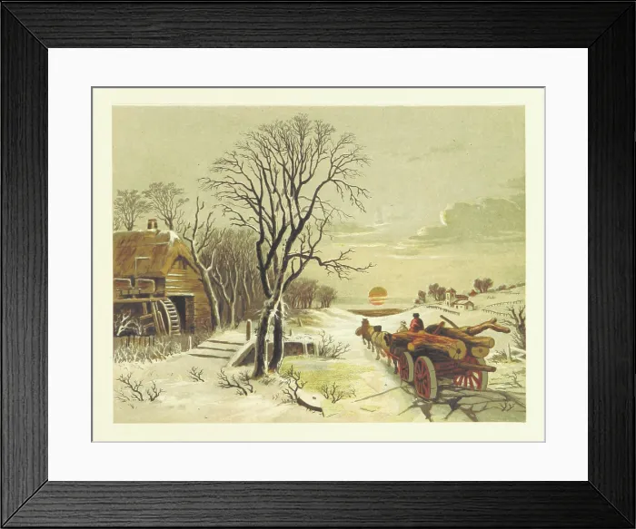 Framed Print : Wagon-load of logs, 1853. Creator: Unknown Framed Print : Wagon-load of logs, 1853. Creator: Unknown
