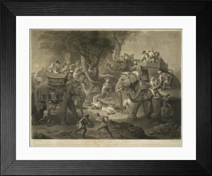 Framed Print : Tiger Hunting in the East Indies, 1802. Creator: Richard Earlom Framed Print : Tiger Hunting in the East Indies, 1802. Creator: Richard Earlom