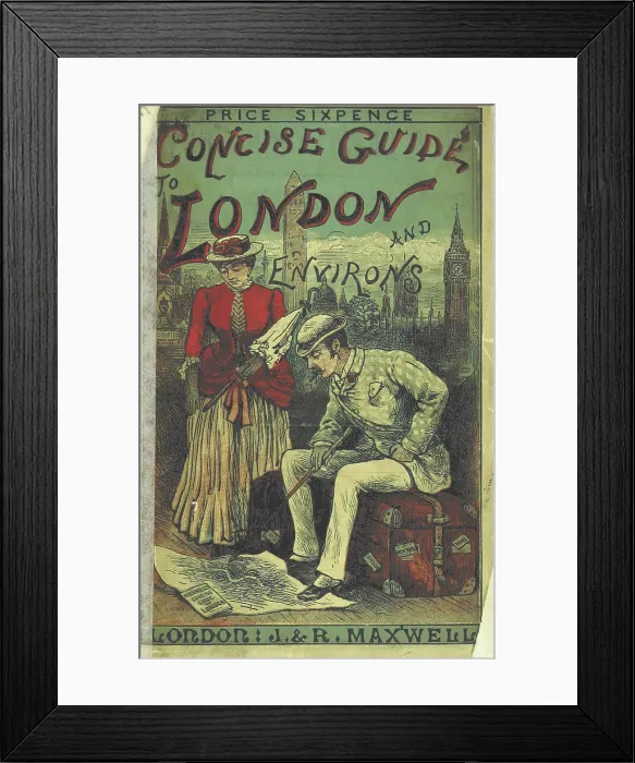 Framed Print : Tourists with map of London, 1885. Creator: Unknown Framed Print : Tourists with map of London, 1885. Creator: Unknown