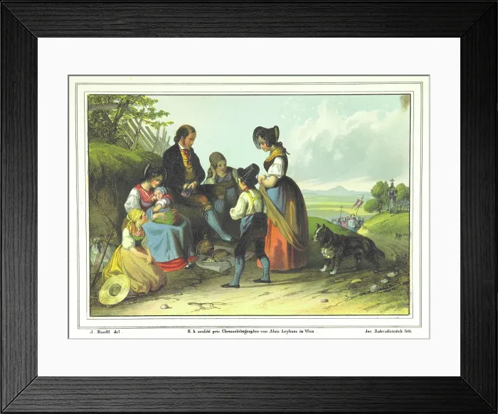 Framed Print : Roadside picnic, 1840. Creator: J. Ranstl
