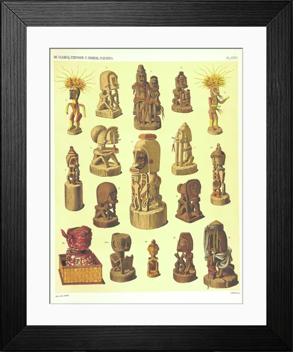 Framed Print : Sculptures from Dutch New Guinea, 1893. Creator: Unknown Framed Print : Sculptures from Dutch New Guinea, 1893. Creator: Unknown