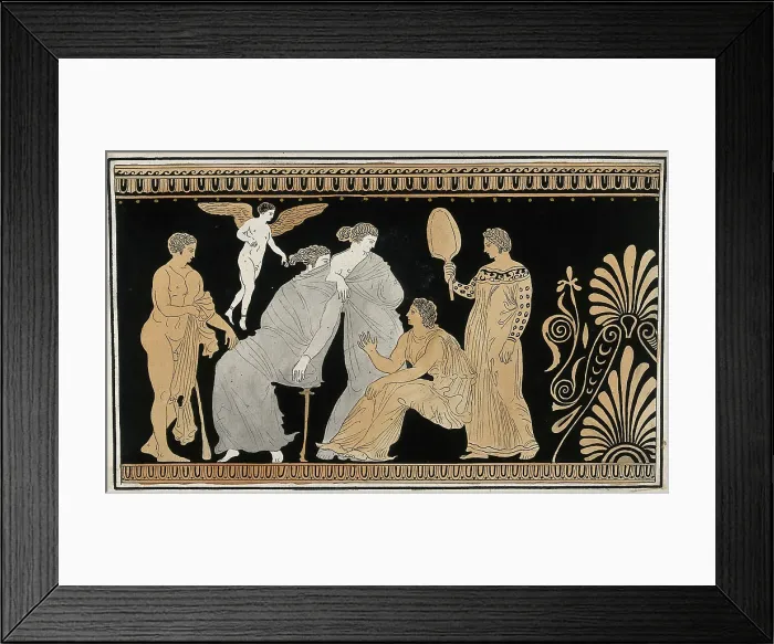 Framed Print : Detail of the decoration of a red-figured Greek strorage jar (pelike) showing a seated... 1760-9. Creator: Augustin Dahlsteen Framed Print : Detail of the decoration of a red-figured Greek strorage jar (pelike) showing a seated... 1760-9. Creator: Augustin Dahlsteen