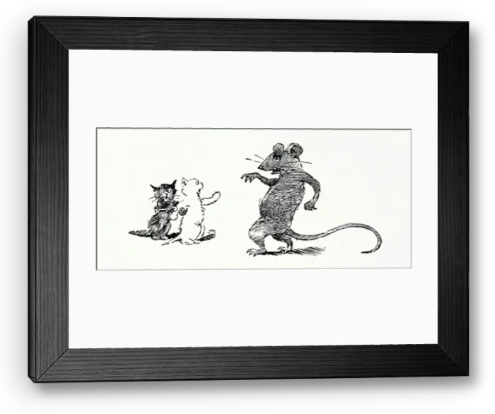 Framed Print : Kittens and rat, 1894. Creator: Unknown Framed Print : Kittens and rat, 1894. Creator: Unknown