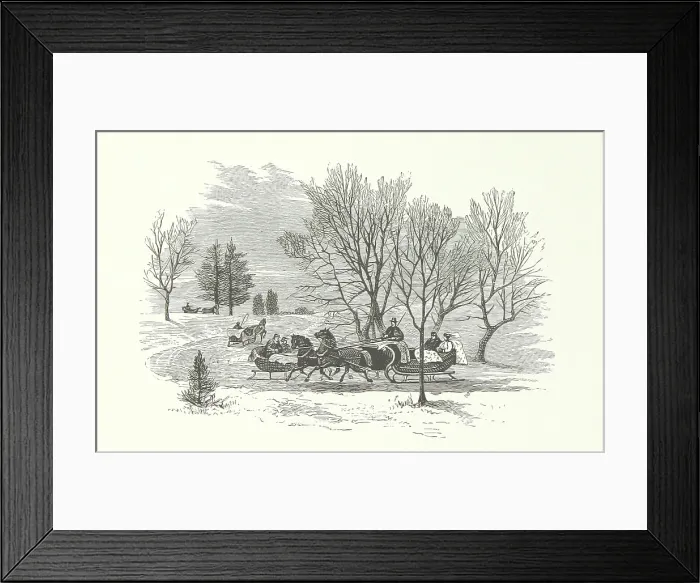Framed Print : Horse-drawn sleighs, 1890. Creator: Unknown Framed Print : Horse-drawn sleighs, 1890. Creator: Unknown