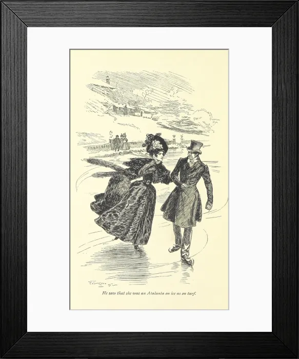 Framed Print : He saw that she was an Atalanta on ice as on turf, 1896. Creator: Frederick Henry Townsend Framed Print : He saw that she was an Atalanta on ice as on turf, 1896. Creator: Frederick Henry Townsend