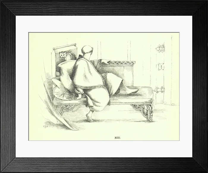 Framed Print : Hatto II and cat, 1861. Creator: Violetta Harriot Darwin Framed Print : Hatto II and cat, 1861. Creator: Violetta Harriot Darwin