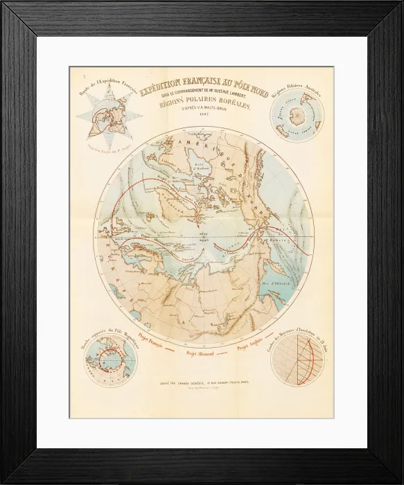 Framed Print : French expedition to the North Pole - Boreal Polar Regions, 1867. Creator: Erhard Schieble Framed Print : French expedition to the North Pole - Boreal Polar Regions, 1867. Creator: Erhard Schieble