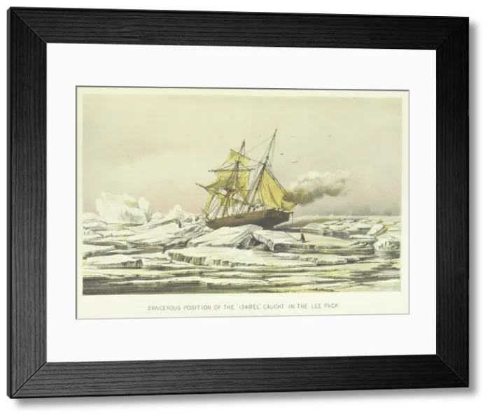 Framed Print : Dangerous position of the Isabel caught in the Lee Pack, 1853. Creator: Unknown Framed Print : Dangerous position of the Isabel caught in the Lee Pack, 1853. Creator: Unknown