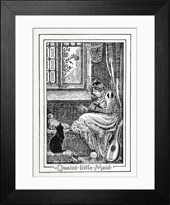 Framed Print : Quaint little Maid, 1894. Creator: Gertrud M. Bradley Framed Print : Quaint little Maid, 1894. Creator: Gertrud M. Bradley