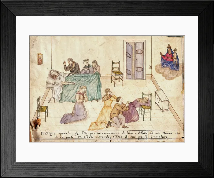Framed Print : Four people praying to Sansovino's Virgin and Child for a woman in premature childbirth, 1871. Creator: Unknown. Four people praying to Sansovino's Virgin and Child for a woman in premature childbirth, 1871. Creator: Unknown Framed Print : Four people praying to Sansovino's Virgin and Child for a woman in premature childbirth, 1871. Creator: Unknown. Four people praying to Sansovino's Virgin and Child for a woman in premature childbirth, 1871. Creator: Unknown