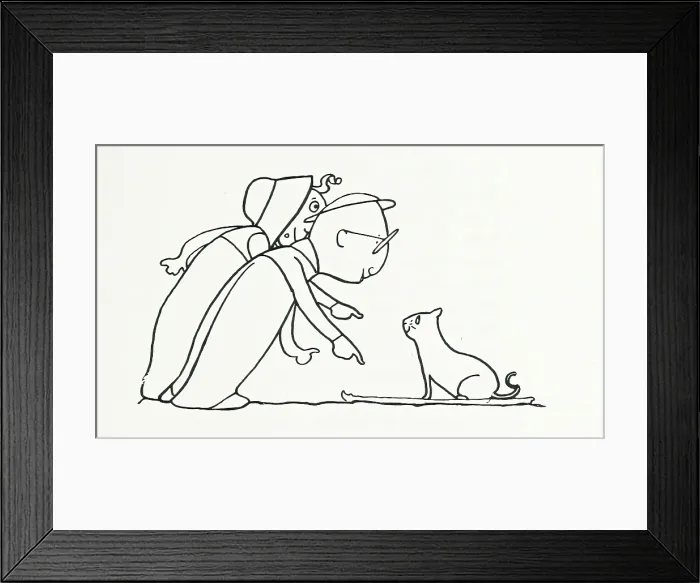 Framed Print : People and cat, 1899. Creator: Charles Robinson Framed Print : People and cat, 1899. Creator: Charles Robinson