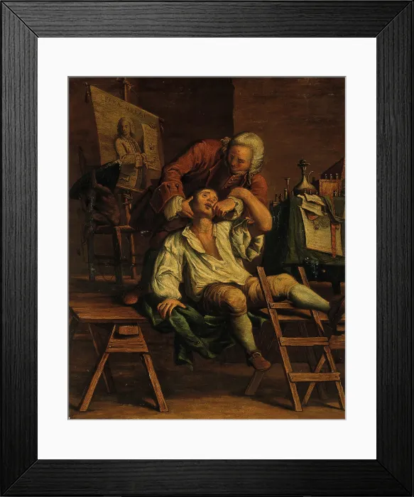 Framed Print : An itinerant operator extracting a tooth. Creator: Maggiotto, Francesco, 1750-1805 (After) Framed Print : An itinerant operator extracting a tooth. Creator: Maggiotto, Francesco, 1750-1805 (After)