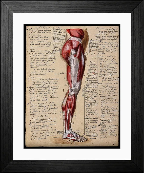 Framed Print : Muscles of the leg and foot: side view, 1800-1899. Creator: Unknown Framed Print : Muscles of the leg and foot: side view, 1800-1899. Creator: Unknown