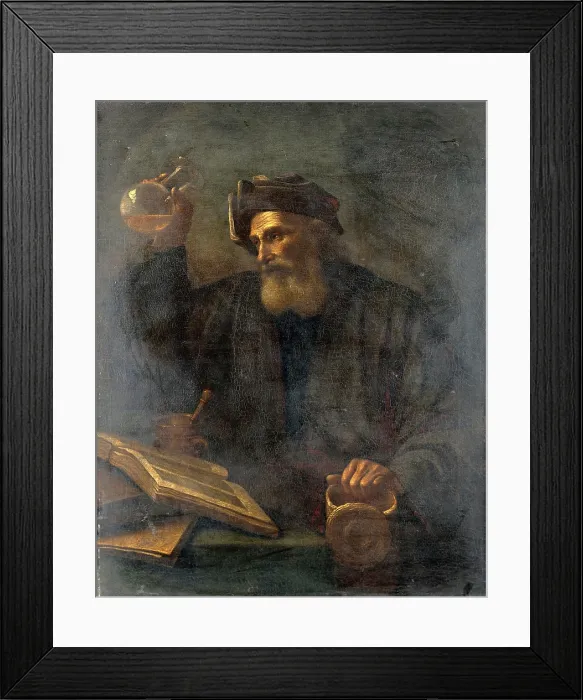 Framed Print : A physician examining a urine flask. Creator: Salomon Koninck Framed Print : A physician examining a urine flask. Creator: Salomon Koninck