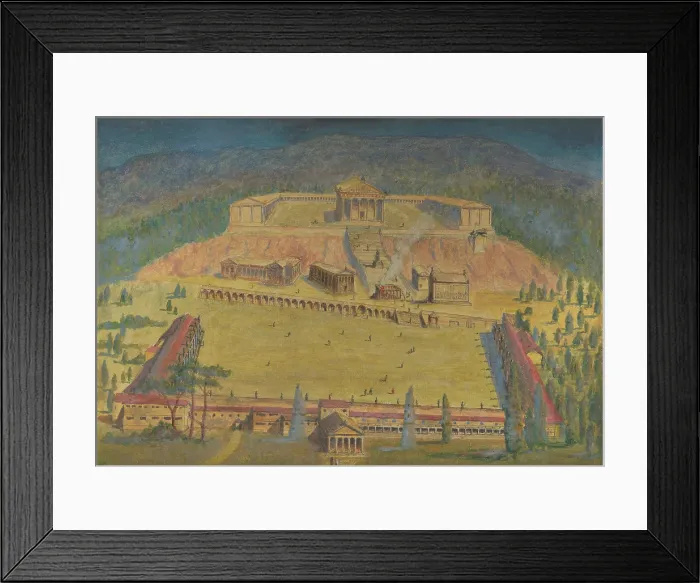 Framed Print : Temple of Aesculapius at Cos, with a key to the buildings and a fragment of the Stoa, 1906. Creator: Richard Caton Framed Print : Temple of Aesculapius at Cos, with a key to the buildings and a fragment of the Stoa, 1906. Creator: Richard Caton