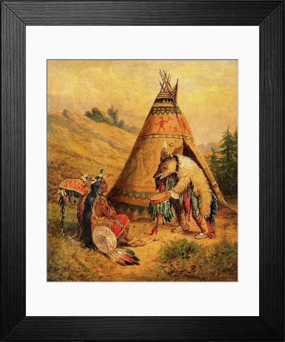 Framed Print : A Native American medicine man. Creator: George Catlin Framed Print : A Native American medicine man. Creator: George Catlin
