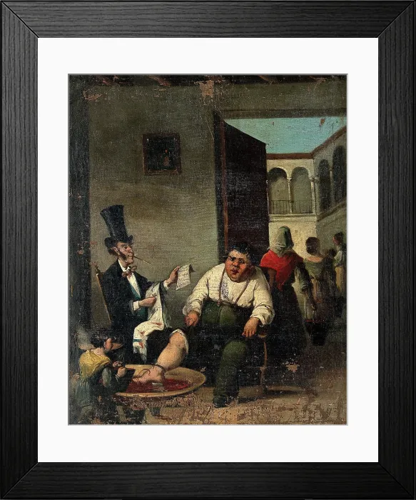Framed Print : Bloodletting from the foot. Creator: Daumier, Honore, 1808-1879 (After) Framed Print : Bloodletting from the foot. Creator: Daumier, Honore, 1808-1879 (After)