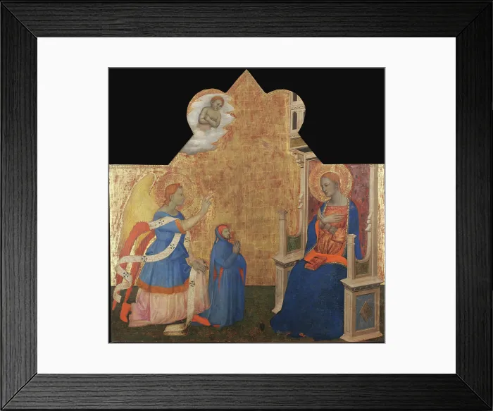 Framed Print : The Annunciation with a Donor, c1380. Creator: Jacopo di Cione (1325-1399) Framed Print : The Annunciation with a Donor, c1380. Creator: Jacopo di Cione (1325-1399)