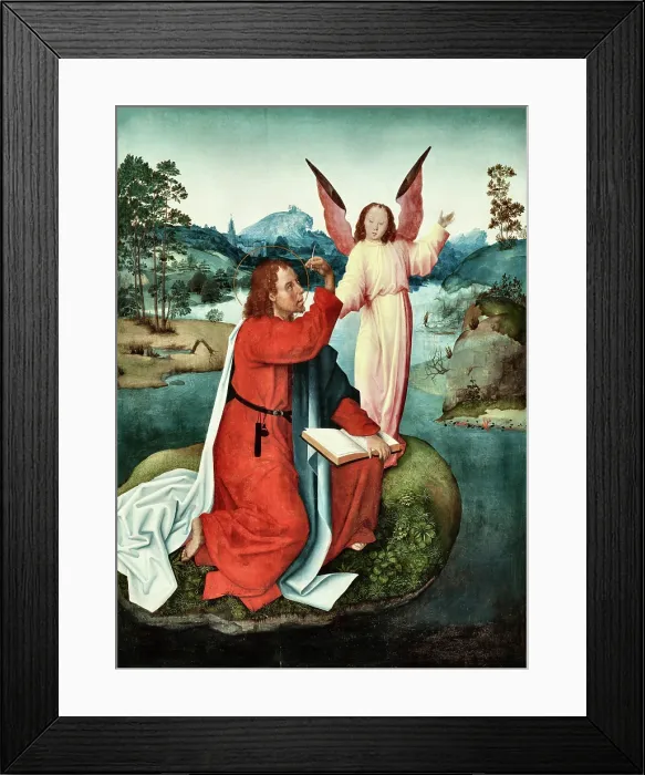 Framed Print : Saint John the Evangelist on Patmos, 1490-1500. Creator: Master of Saint John the Evangelist (active 1490-1500) Framed Print : Saint John the Evangelist on Patmos, 1490-1500. Creator: Master of Saint John the Evangelist (active 1490-1500)
