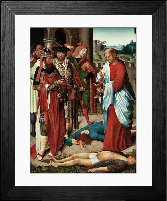 Framed Print : Saint John the Evangelist and the Poisoned Chalice, 1490-1500. Creator: Master of Saint John the Evangelist (active 1490-1500) Framed Print : Saint John the Evangelist and the Poisoned Chalice, 1490-1500. Creator: Master of Saint John the Evangelist (active 1490-1500)