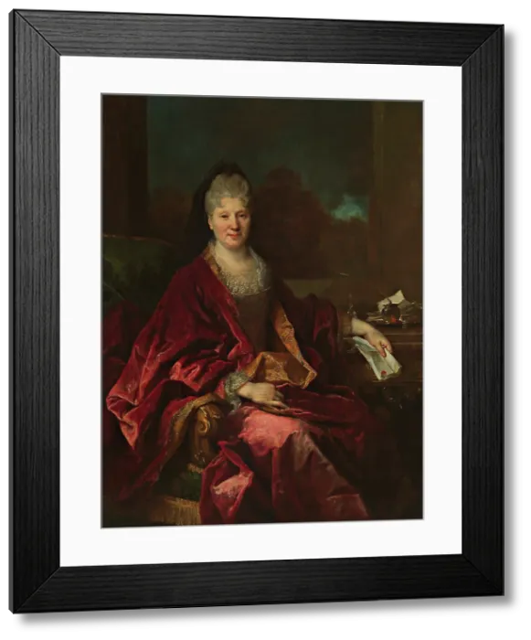 Framed Print : Portrait of Marquise de la Roche Boussau. Creator: Largilliere, Nicolas, de (1656-1746) Framed Print : Portrait of Marquise de la Roche Boussau. Creator: Largilliere, Nicolas, de (1656-1746)