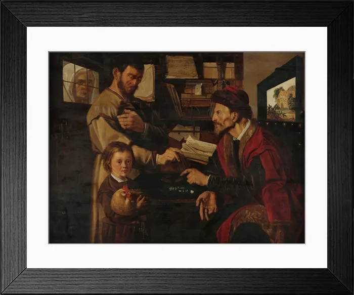 Framed Print : At a moneylender, First Half of 17th century. Creator: Stap, Jan Woutersz. (1599-1663) Framed Print : At a moneylender, First Half of 17th century. Creator: Stap, Jan Woutersz. (1599-1663)