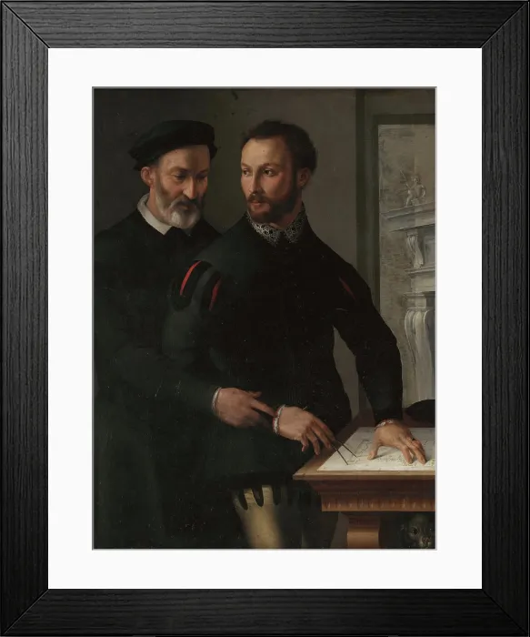 Framed Print : Double Male Portrait (Probably Portrait of Duke of Parma Ottavio Farnese and his Military... 1556. Creator: Manzuoli (Maso da San Friano), Tommaso (1531-1571)