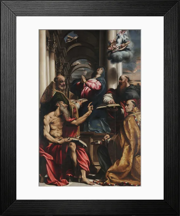 Framed Print : Dispute of four Church Fathers on the Immaculate Conception, c1528. Creator: Pordenone, Giovanni Antonio (1483-1539) Framed Print : Dispute of four Church Fathers on the Immaculate Conception, c1528. Creator: Pordenone, Giovanni Antonio (1483-1539)