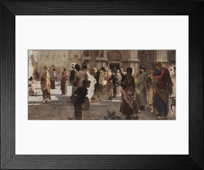 Framed Print : Favretto at the Liston, 1893-1894. Creator: Prati, Eugenio (1842-1907)