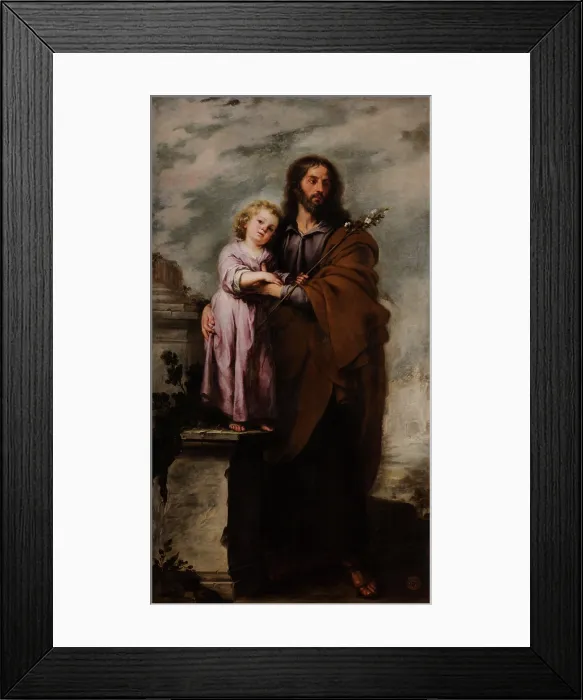 Framed Print : Saint Joseph with Infant Christ, 1665-1666. Creator: Murillo, Bartolome Esteban (1617-1682) Framed Print : Saint Joseph with Infant Christ, 1665-1666. Creator: Murillo, Bartolome Esteban (1617-1682)