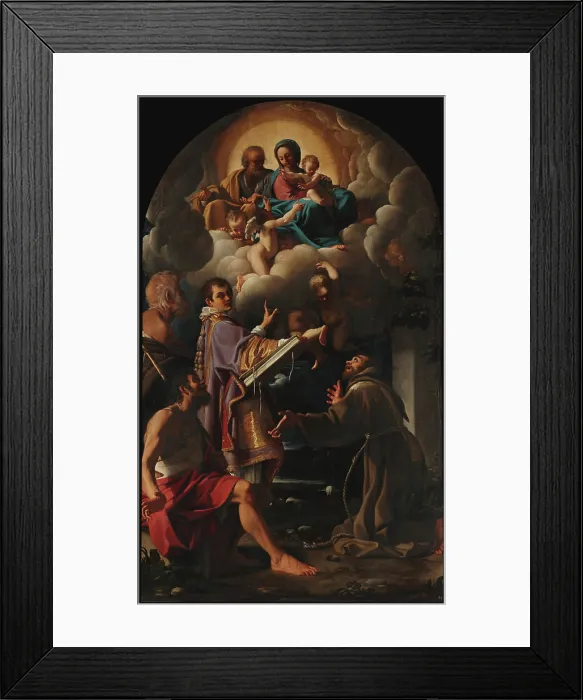 Framed Print : The Holy Family with Saints Lawrence, Francis of Assisi, Peregrine of Auxerre... 1608-1610. Creator: Schedone (Schidone), Bartolomeo (1570-1615) Framed Print : The Holy Family with Saints Lawrence, Francis of Assisi, Peregrine of Auxerre... 1608-1610. Creator: Schedone (Schidone), Bartolomeo (1570-1615)