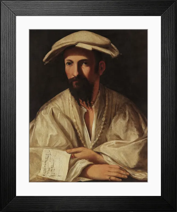 Framed Print : Portrait of a Musician, c1518-1520. Creator: Rondani, Giovanni Maria Francesco (1490-1550) Framed Print : Portrait of a Musician, c1518-1520. Creator: Rondani, Giovanni Maria Francesco (1490-1550)