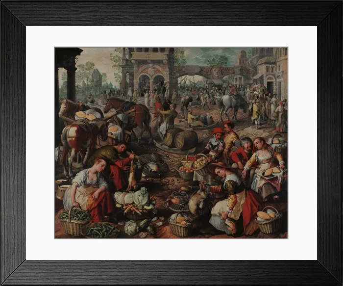 Framed Print : Market in the Square, 1566. Creator: Beuckelaer, Joachim (ca. 1533-1574) Framed Print : Market in the Square, 1566. Creator: Beuckelaer, Joachim (ca. 1533-1574)