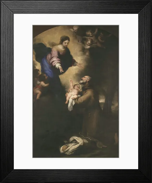 Framed Print : Saint Felix of Cantalice with the Christ Child before the Virgin, 1668-1669. Creator: Murillo, Bartolome Esteban (1617-1682) Framed Print : Saint Felix of Cantalice with the Christ Child before the Virgin, 1668-1669. Creator: Murillo, Bartolome Esteban (1617-1682)