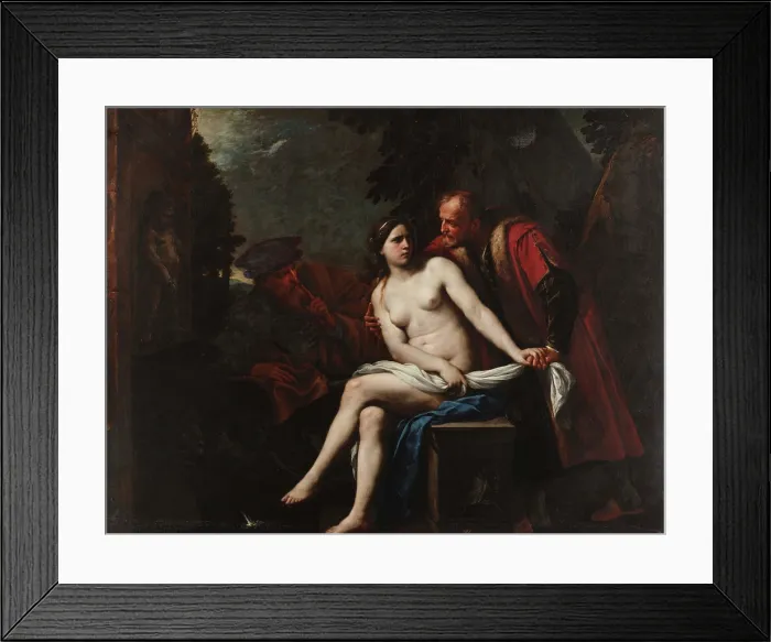Framed Print : Susanna and the Elders, 1650-1660. Creator: Vaccaro, Andrea (1604-1670)