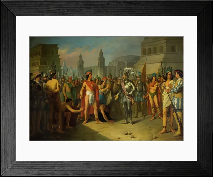 Framed Print : Seizing of Cuauhtemoc, last Emperor of Mexico, 1854. Creator: Esquivel y Rivas, Carlos Maria (1830-1867) Framed Print : Seizing of Cuauhtemoc, last Emperor of Mexico, 1854. Creator: Esquivel y Rivas, Carlos Maria (1830-1867)