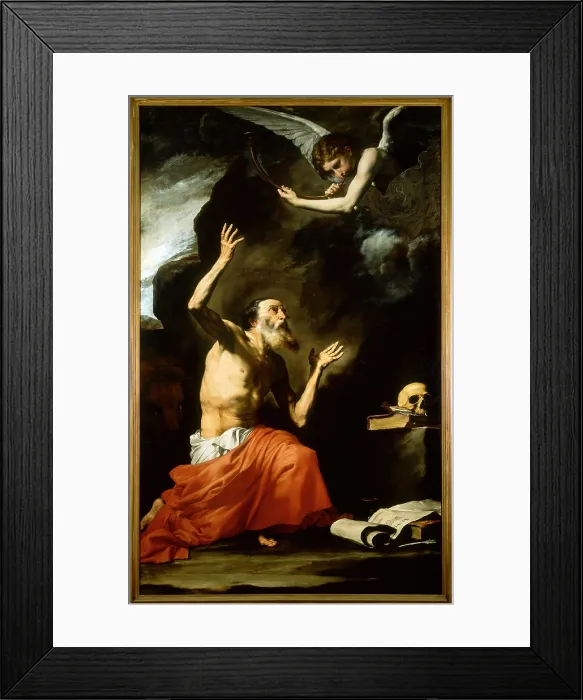 Framed Print : Saint Jerome and the Angel of Judgement, 1626. Creator: Ribera, Jose (Jusepe), de (1591-1652) Framed Print : Saint Jerome and the Angel of Judgement, 1626. Creator: Ribera, Jose (Jusepe), de (1591-1652)