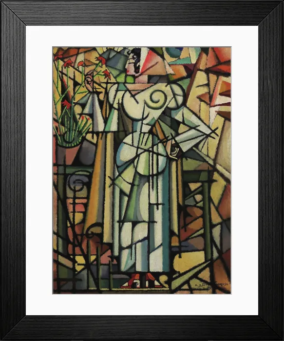 Framed Print : The Carnation Girl, 1913. Creator: Souza-Cardoso, Amadeo de (1887-1918) Framed Print : The Carnation Girl, 1913. Creator: Souza-Cardoso, Amadeo de (1887-1918)