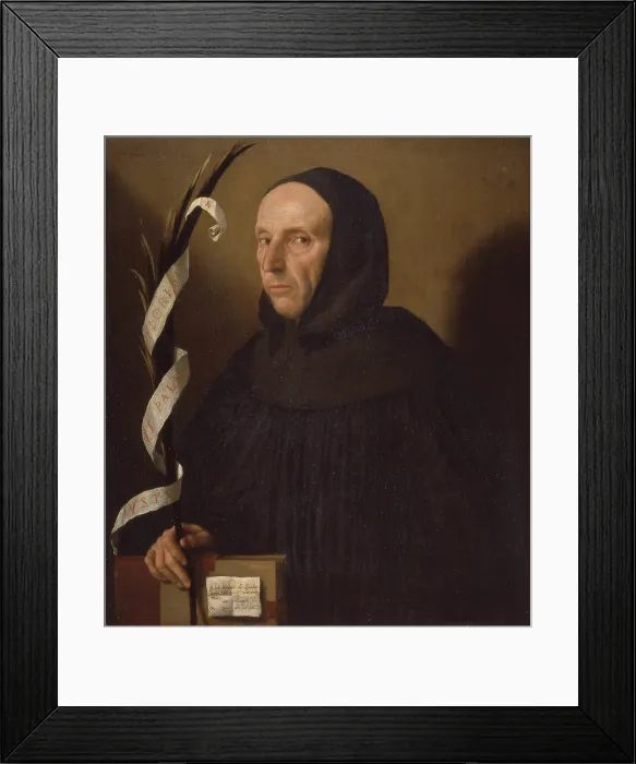 Framed Print : Portrait of Girolamo Savonarola, 1524. Creator: Moretto da Brescia, Alessandro (ca 1498 - 1554) Framed Print : Portrait of Girolamo Savonarola, 1524. Creator: Moretto da Brescia, Alessandro (ca 1498 - 1554)