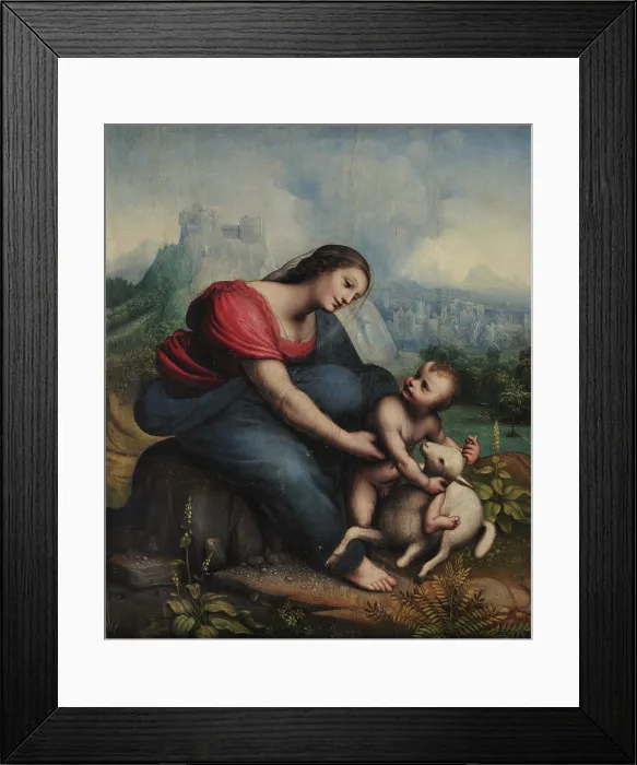 Framed Print : The Virgin and Child with a Lamb, c1515. Creator: Cesare da Sesto (1477-1523) Framed Print : The Virgin and Child with a Lamb, c1515. Creator: Cesare da Sesto (1477-1523)
