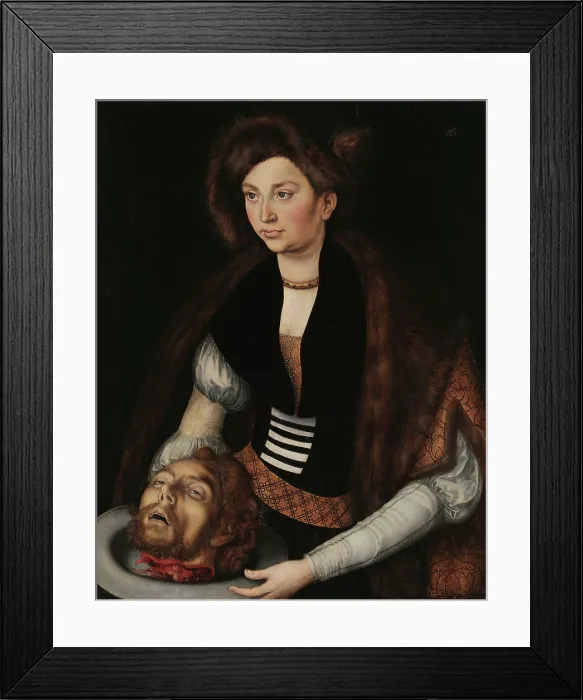 Framed Print : Salome with the Head of Saint John the Baptist. Creator: Cranach, Lucas, the Elder (1472-1553) Framed Print : Salome with the Head of Saint John the Baptist. Creator: Cranach, Lucas, the Elder (1472-1553)