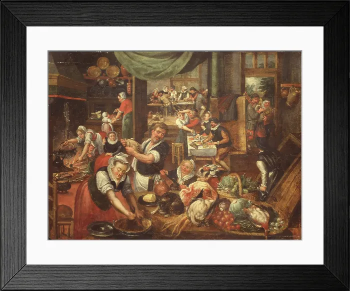 Framed Print : Kitchen Interior, 1565. Creator: Cleve, Marten van, the Elder (1520-1570) Framed Print : Kitchen Interior, 1565. Creator: Cleve, Marten van, the Elder (1520-1570)