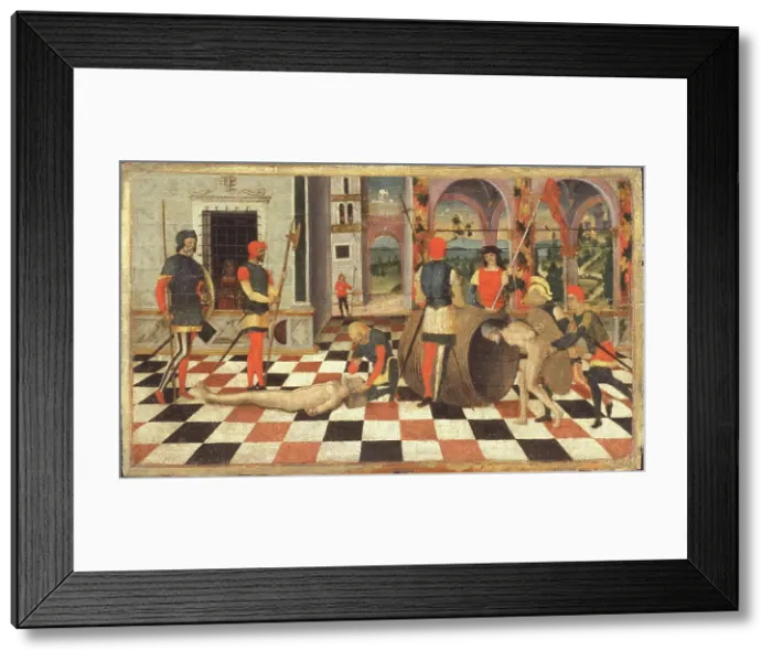 Framed Print : Torture of Marcus Atilius Regulus, Second Half of the 15th century. Creator: Mocetto, Girolamo (c. 1470-1531) Framed Print : Torture of Marcus Atilius Regulus, Second Half of the 15th century. Creator: Mocetto, Girolamo (c. 1470-1531)