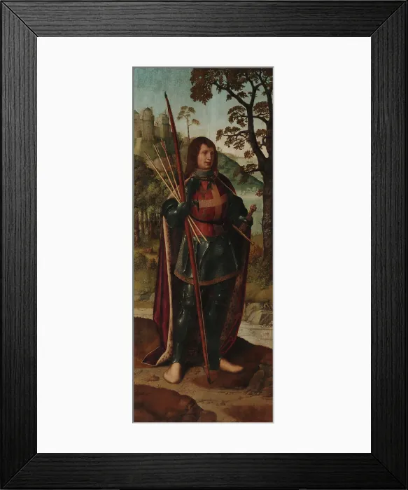 Framed Print : Saint Sebastian. Triptych of Our Lady of Mercy, left panel, First quarter of 16th century. Creator: Provost (Provoost), Jan (1465-1529) Framed Print : Saint Sebastian. Triptych of Our Lady of Mercy, left panel, First quarter of 16th century. Creator: Provost (Provoost), Jan (1465-1529)