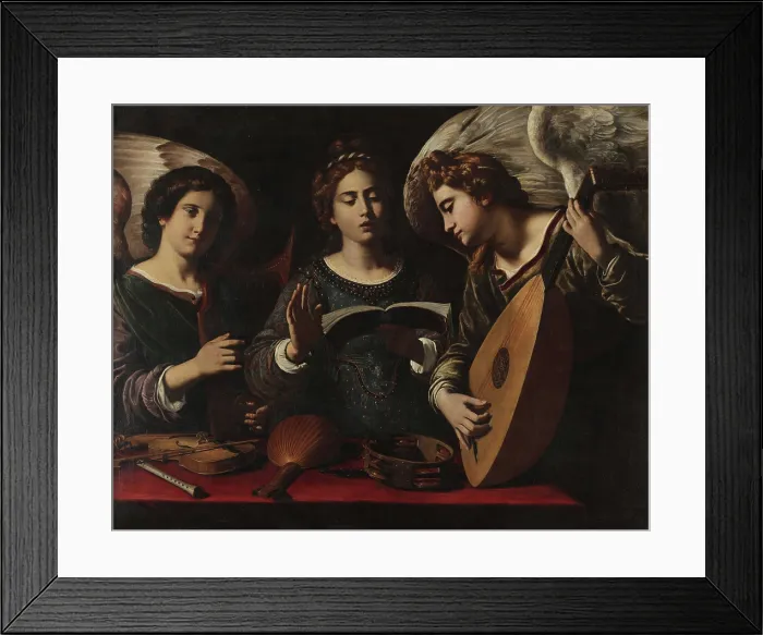 Framed Print : Saint Cecilia and two musician angels, Early 17th century. Creator: Gramatica (Grammatica), Antiveduto (1571-1626) Framed Print : Saint Cecilia and two musician angels, Early 17th century. Creator: Gramatica (Grammatica), Antiveduto (1571-1626)