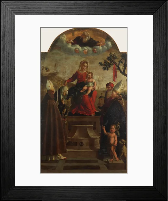 Framed Print : Virgin and Child between Saints, 1540. Creator: Caroto, Giovan Francesco (c. 1480-1555) Framed Print : Virgin and Child between Saints, 1540. Creator: Caroto, Giovan Francesco (c. 1480-1555)